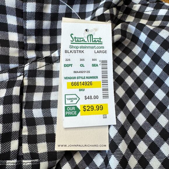 Studio JPR Black White Check Elastic Tie Waist Crop Pants Coastal Grandmother L - Picture 3 of 7